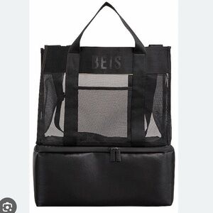 BEIS Black Mesh Cooler Two-Compartment  Tote